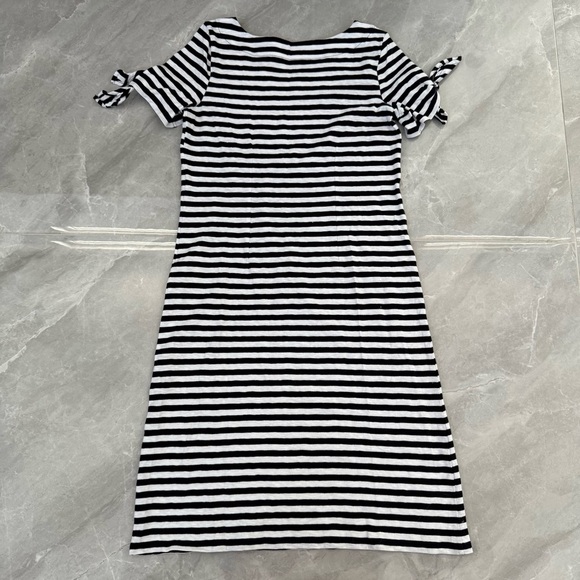 Women’s Talbots The Sleeve Knit Shift Striped Dress XS 100% Cotton Tie Sleeves - Picture 10 of 16
